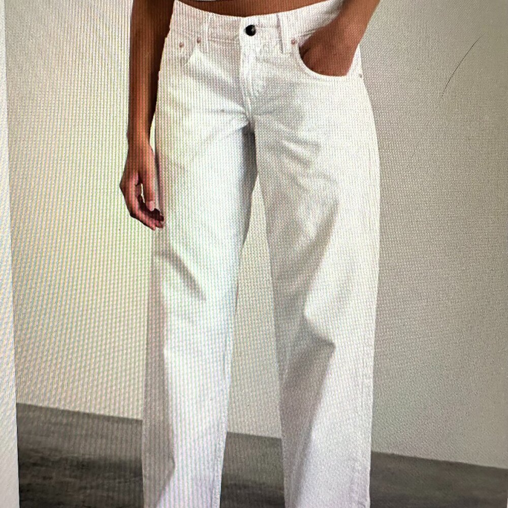 Motel Rocks White High-Waist Straight Jeans